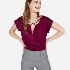 NWOT Express Burgundy Cross Front Blouse